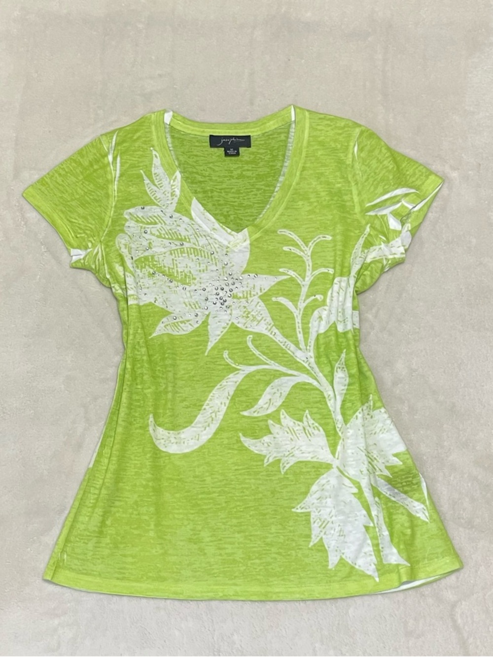 Y2K Vibrant Lime Green Floral Beaded Top — Major Brat Girl Summer Energy